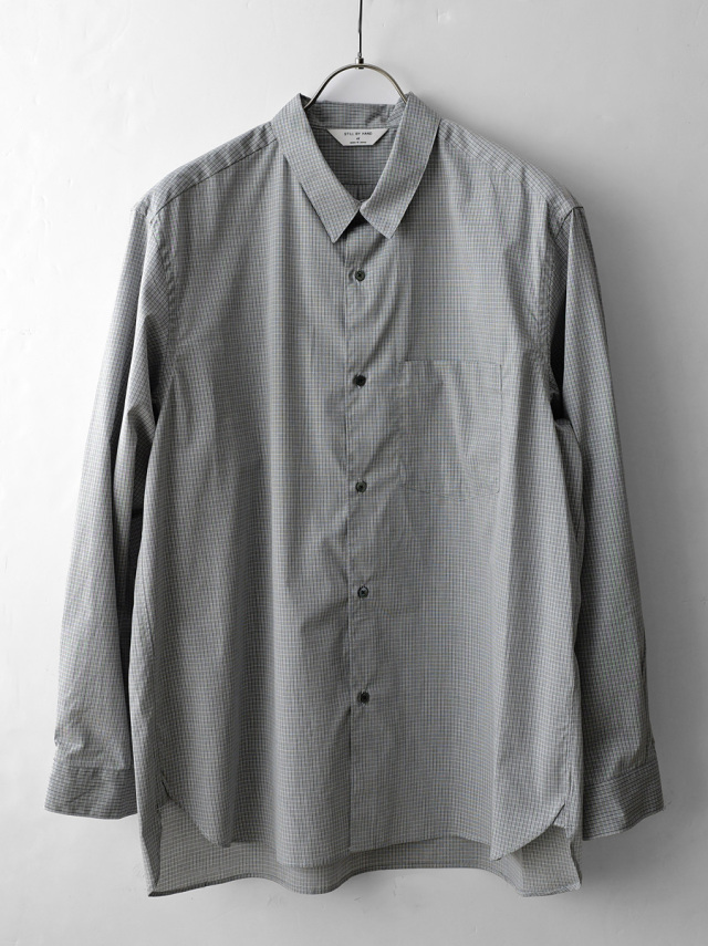 STILL BY HAND - Regular Collar Shirt - Gray Check