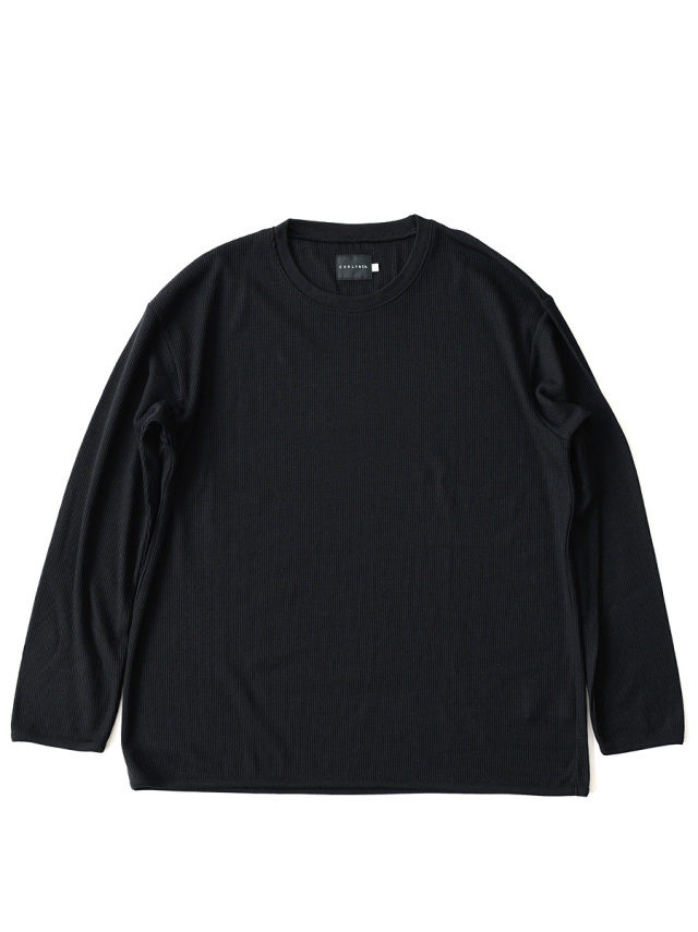 CURLY BLACK - WOOL WAFFLE JERSEY TEE - Black