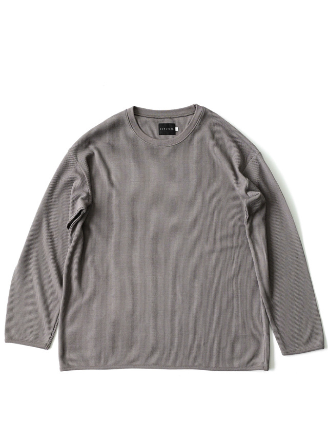 CURLY BLACK - WOOL WAFFLE JERSEY TEE - Mocha Gray
