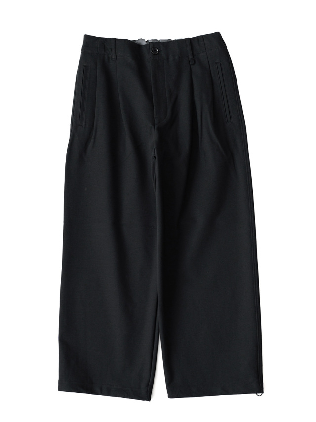 CURLY - KNIT CHINO-CLOTH PANTS (WIDE) - Black