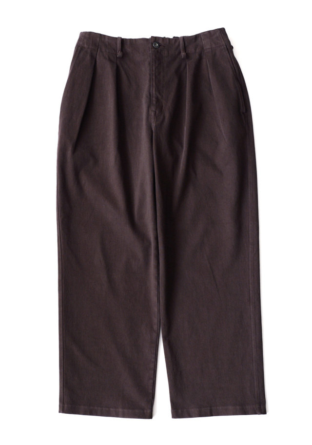 CURLY - KNIT DENIM 2 TUCK EZ WIDE PANTS - Choco