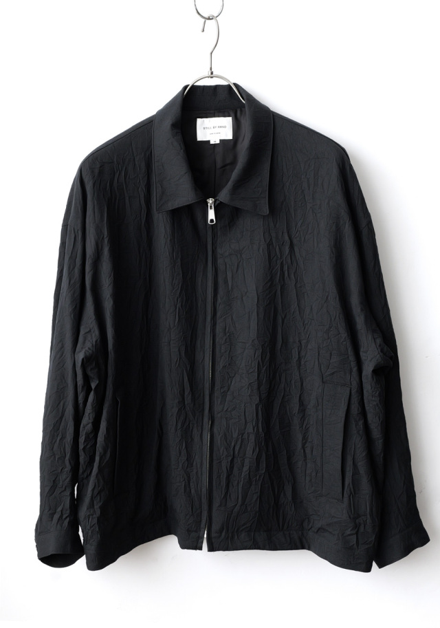 STILL BY HAND -  Creasy Zip Up blouson -  Black