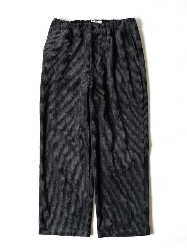 STILL BY HAND - Corduroy Straight Pants - Blue Charcoal