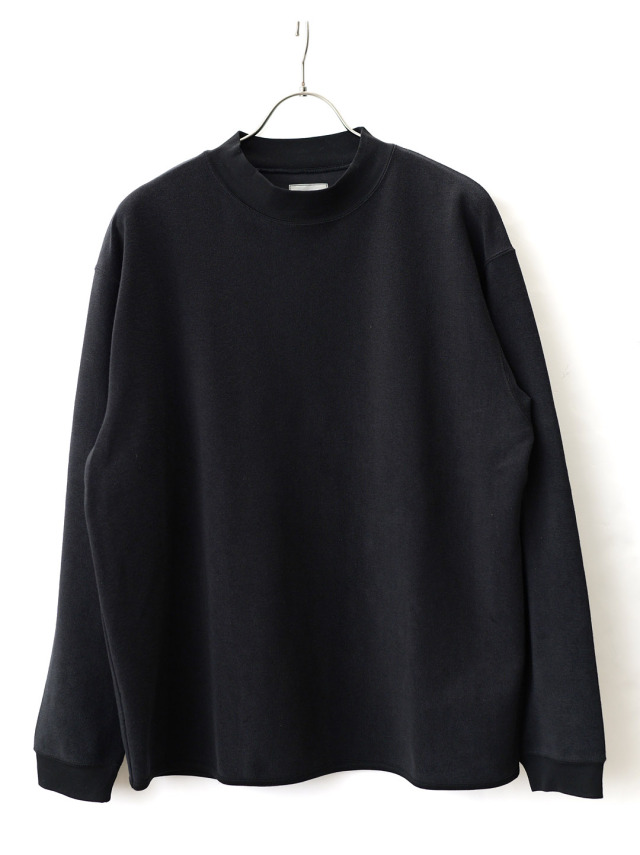 CURLY - FINE COTTON PILE MOCKNECK PULLOVER - Black