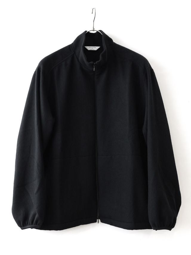 STILL BY HAND -  Wool/Cashmere Mixed High Neck Blouson - Black