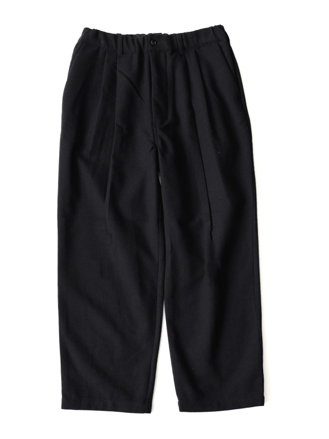 STILL BY HAND - Wool Mixed Deep Tuck Pants - Black