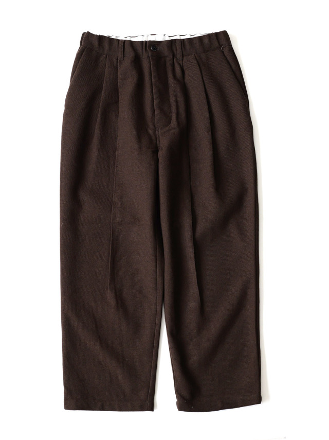 STILL BY HAND - Wool Mixed Deep Tuck Pants - Dark Brown