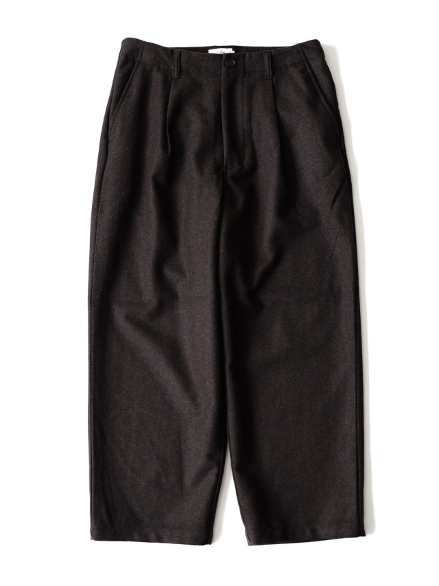 STILL BY HAND - Wool/Nylon Wide Pants - Dark Brown