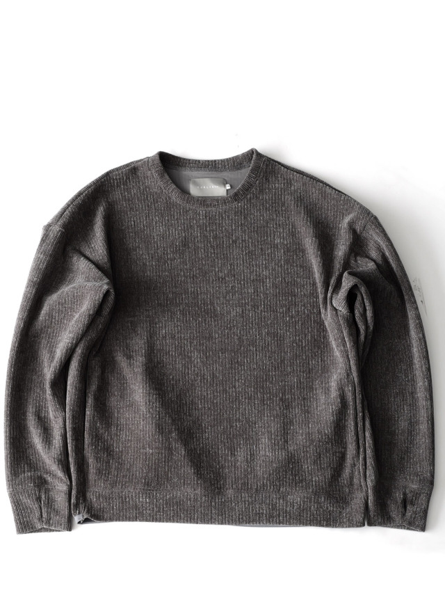 CURLY - MOLLE YARN STRIPE KNIT P/O CREW-NECK - Gray