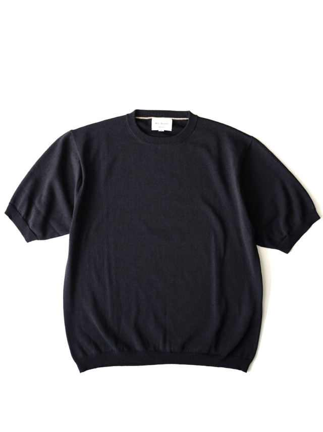 STILL BY HAND - Half sleeve knit t-shirt -  Ink Black