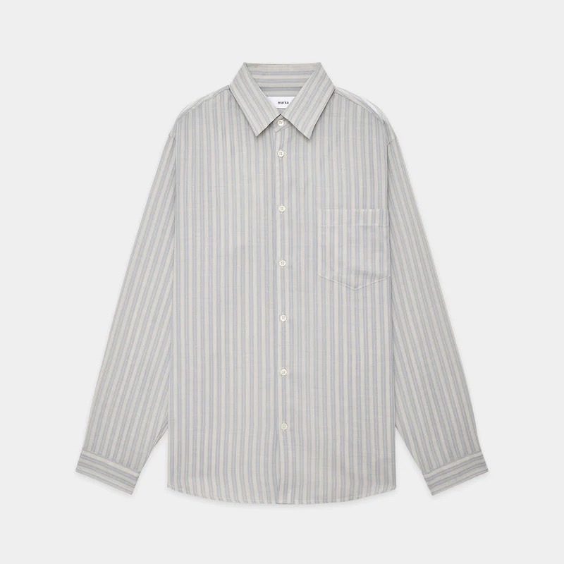 marka RECYCLE POLYESTER x WOOL STRIPE STRIPE SHIRT