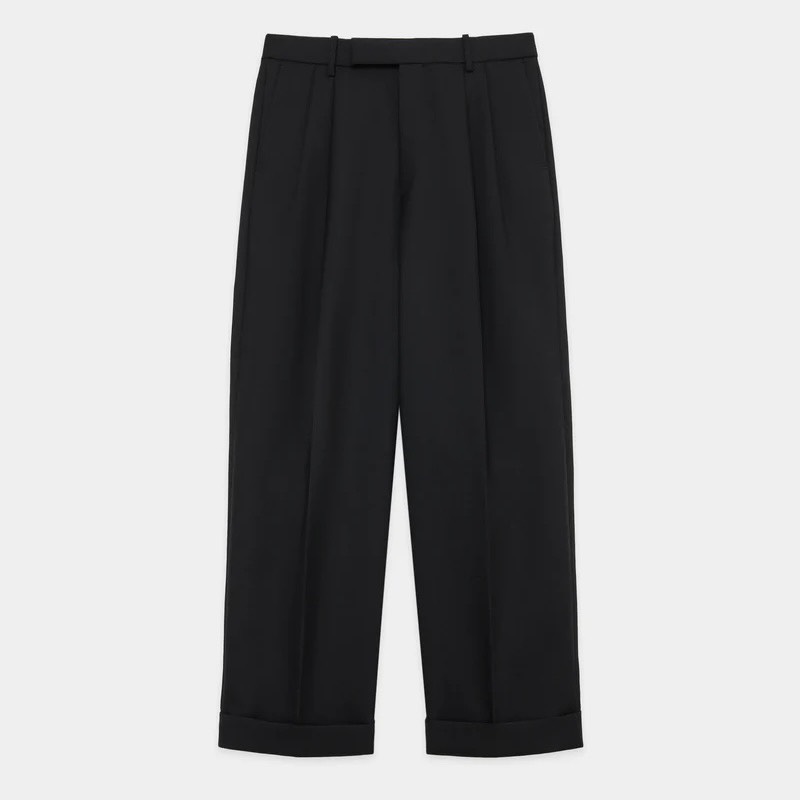 MARKAWARE Heavy Organic Wool Double Pleated Classic Wide Trousers
