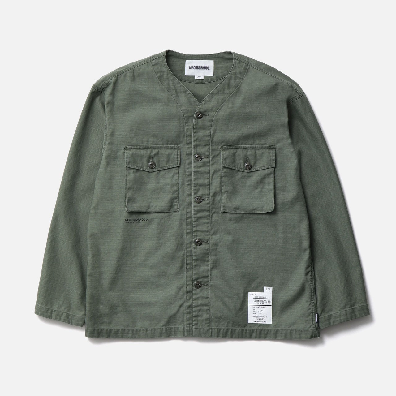 NEIGHBORHOOD ネイバーフッド NO COLLAR UTILITY SHIRT LS