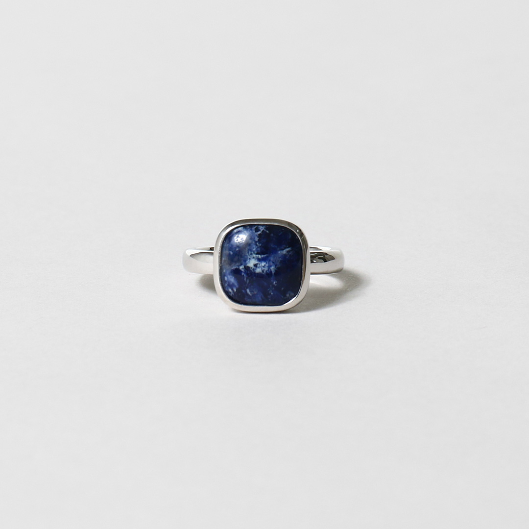 Preek Square Cabochon Sodalite Stone Ring - YU-81