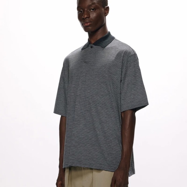 marka SUPER120's WOOL SINGLE JERSEY WASHABLE ONE BUTTON POLO