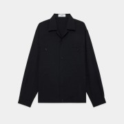 marka 2/72 Wool Tropical Washer Double Pocket Open Collar Shirt