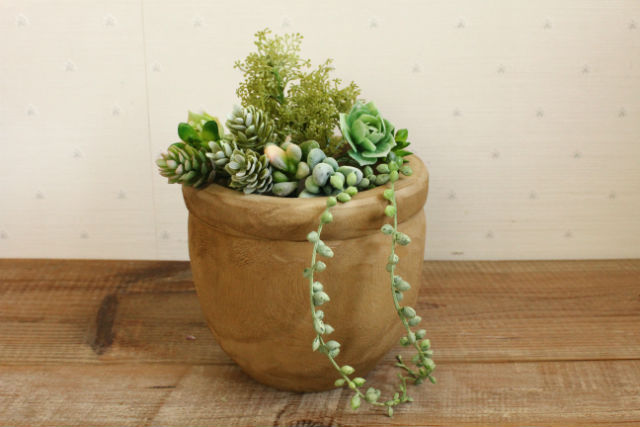 カービングポット/HOLE 木製鉢 鉢カバー