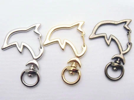 キーホルダー用 イルカ アミナスカン 全長42ミリ、メッキカラーはシルバー、ゴールド、アンティークとなります。