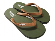 【FJ13-W02】fipper WIDE（ワイド)　GREEN(ARMY), GREY(DARK) / BROWN　天然ゴム