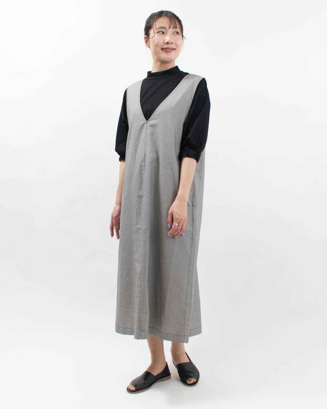 01EUP13315  blue willow コットンオックスリボンジャンパースカート