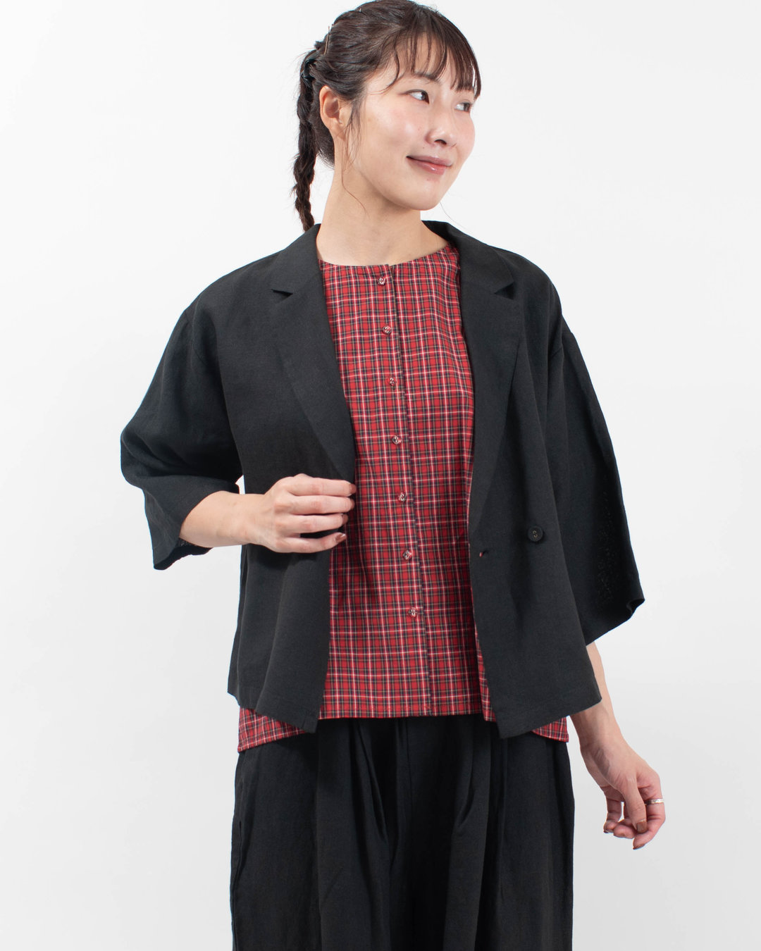 01FFP17415 blue willow リネンテーラードジャケット