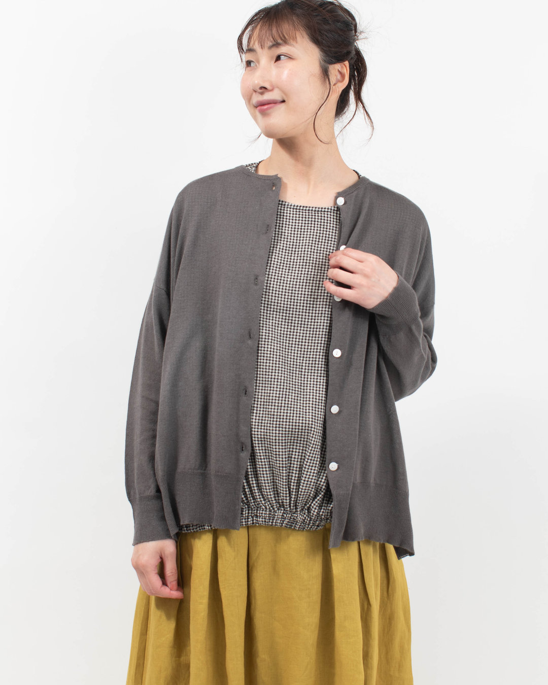 01FUP29249  blue willow コットンリネンニット長袖カーディガン