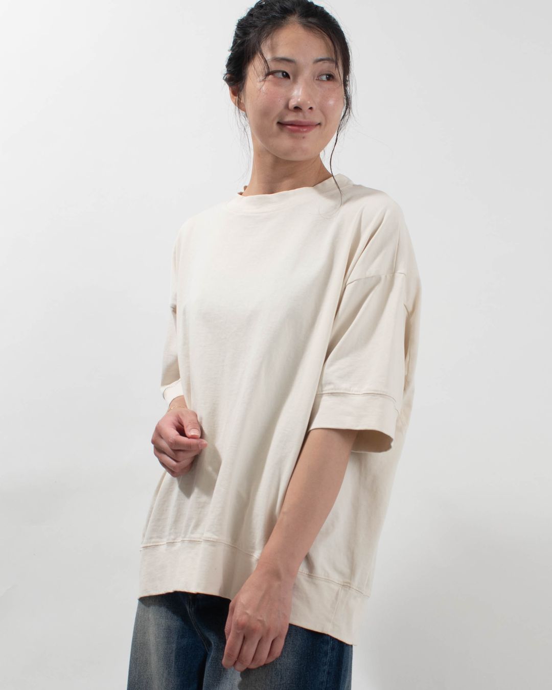 nuance of F 度詰め天竺ワイド切り替えビッグTシャツ 250525