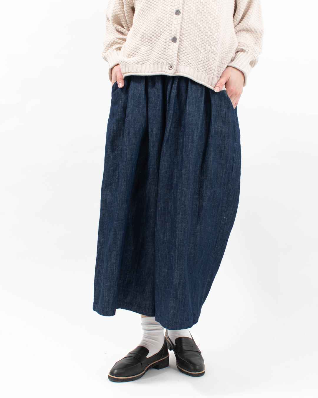 sloe リネンデニムガウチョパンツ｜ナチュラルファッション