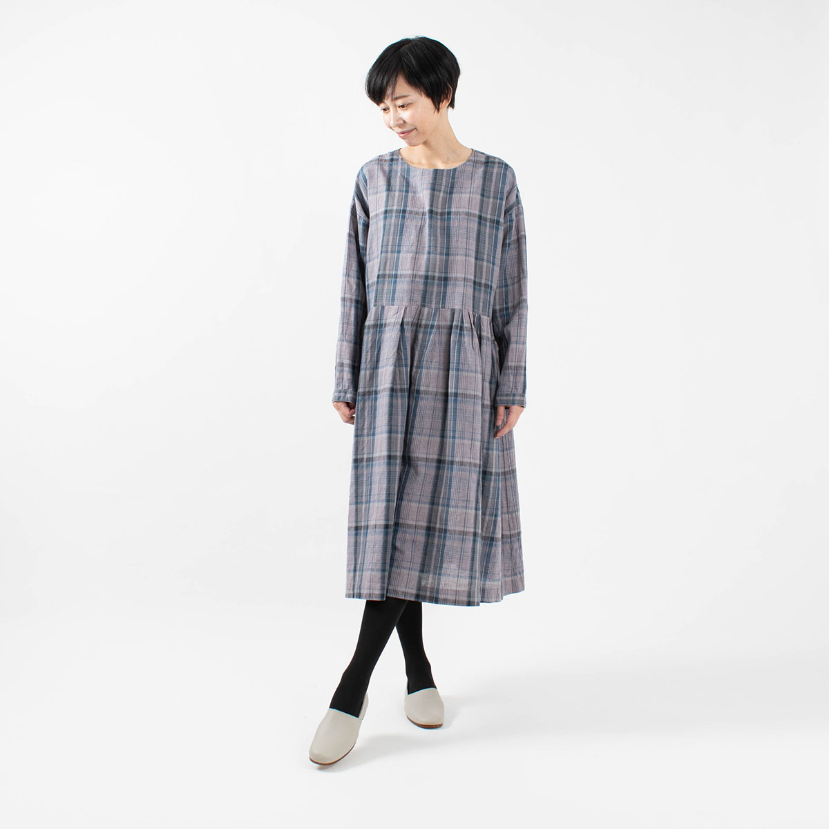 Tukuroi By Sun Valley リネンチェック柄 ウエスト切替ワンピース ナチュラルファッション ナチュラル服の通販