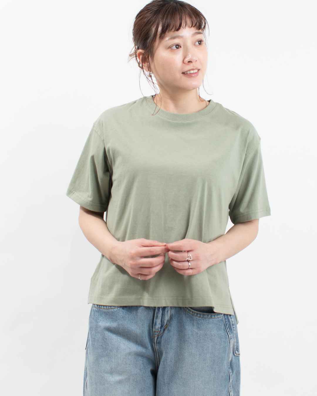 25春夏GRENOBLE★クルーネックTシャツ【各色】 セール】 布帛切替メッセージプリントロング半袖クルーネックT