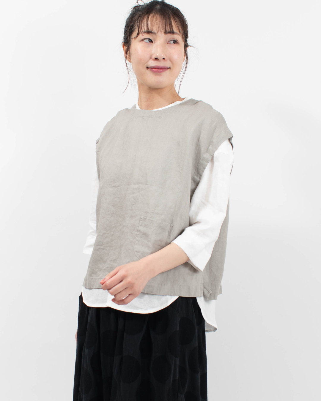 sloe リネンドロップショルダー前後2WAYベスト