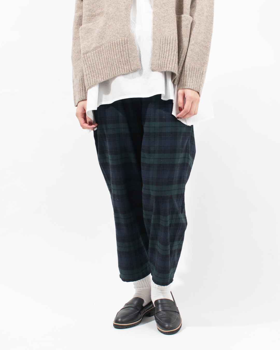 4809017-6　sloe 先染めチェックコクーンパンツ