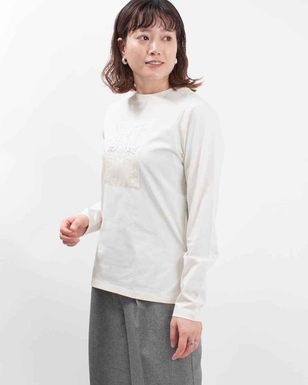 MAFRAIS シルケット天竺 接触冷感レースパッチロゴTシャツ