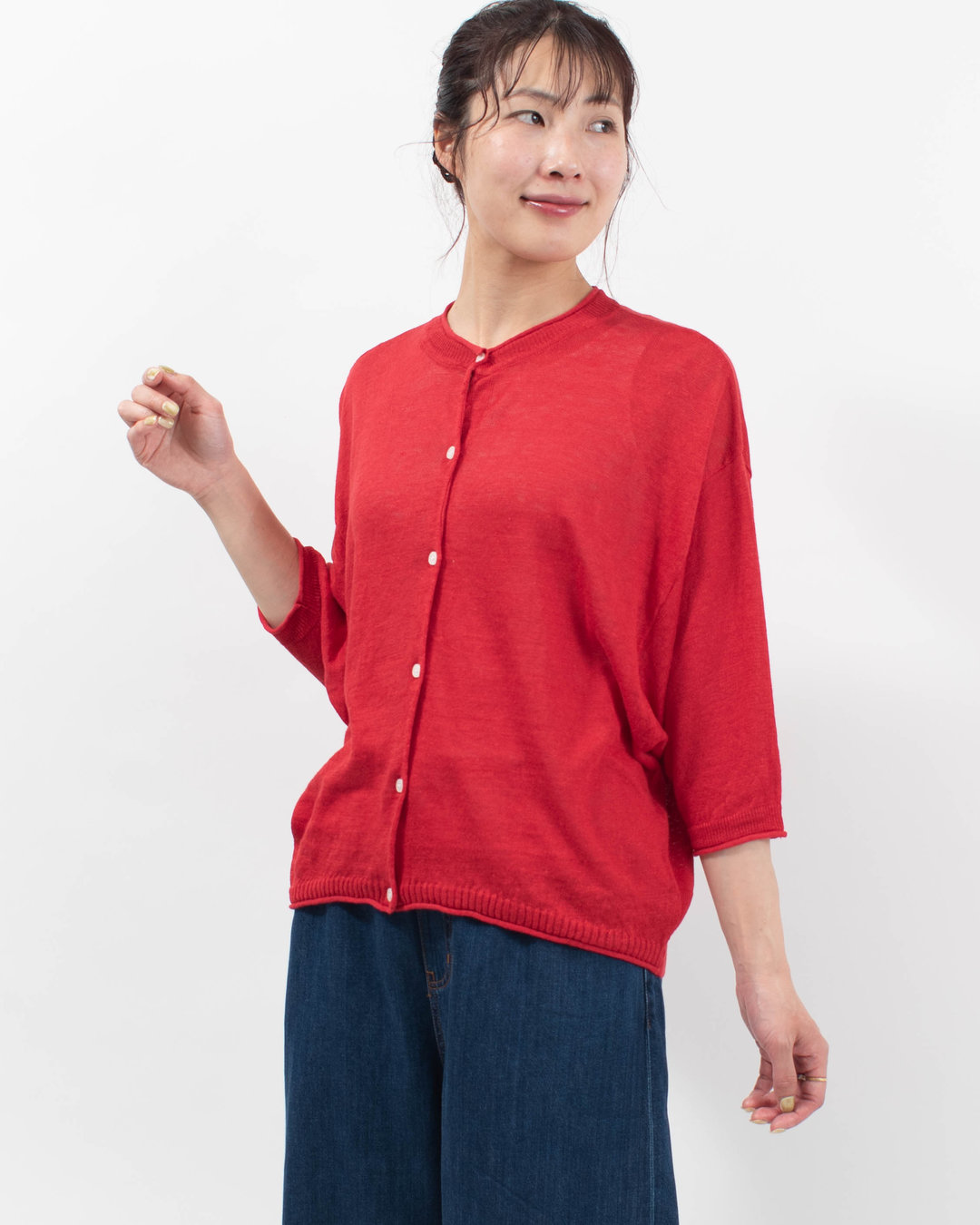 621105 mao made 7分袖ドルマンスリーブカーディガン 
