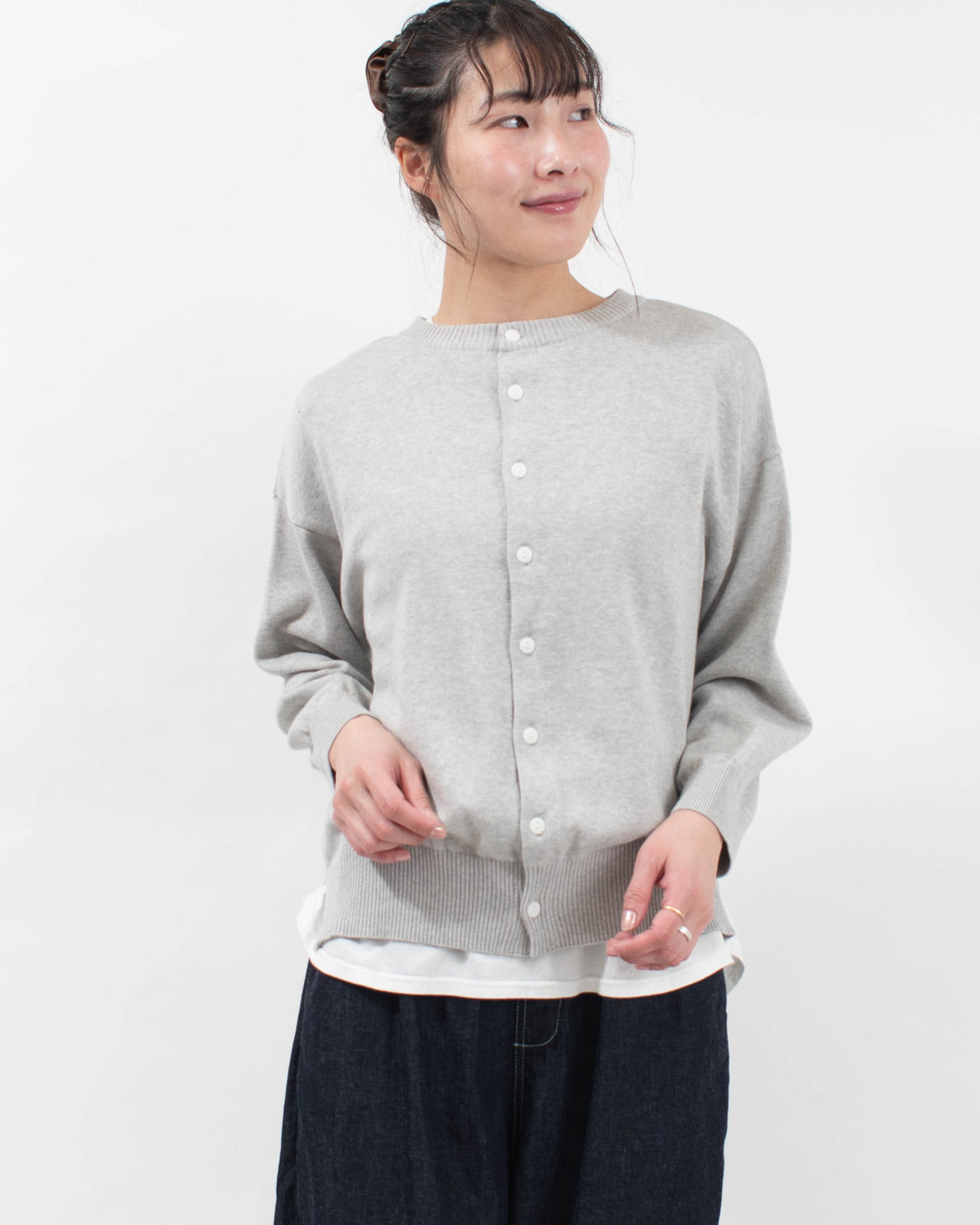 650710  NARU 綿コーマ 14G天竺 2WAYニットカーディガン