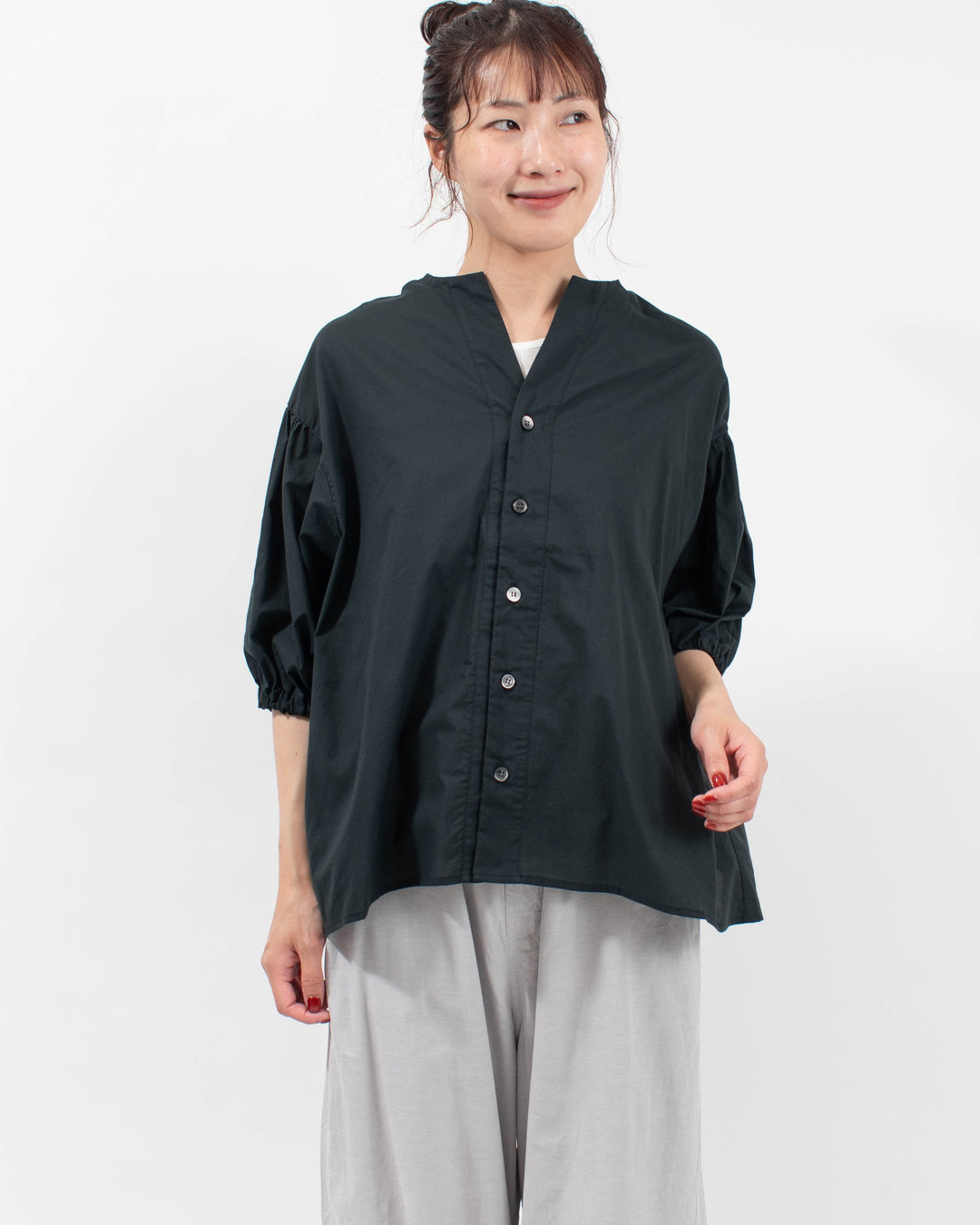 NARU クリアワッシャーローン ロングシャツ