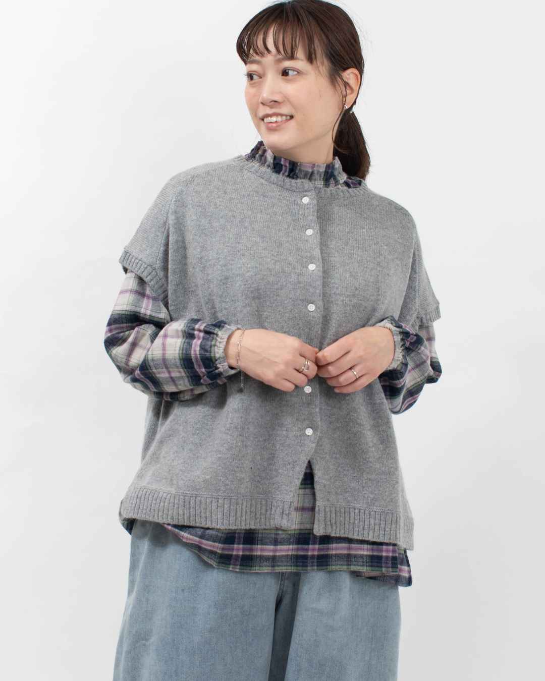 758-215 Bliss bunch 切替ワイドDショルダーベスト