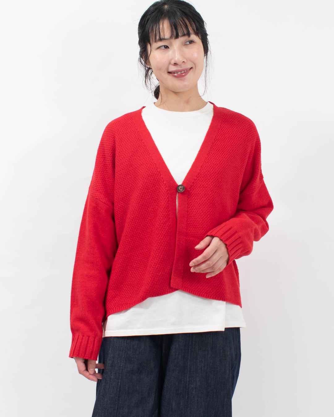 758-220 Bliss bunch 前後差1釦カーデ（鹿の子編み）