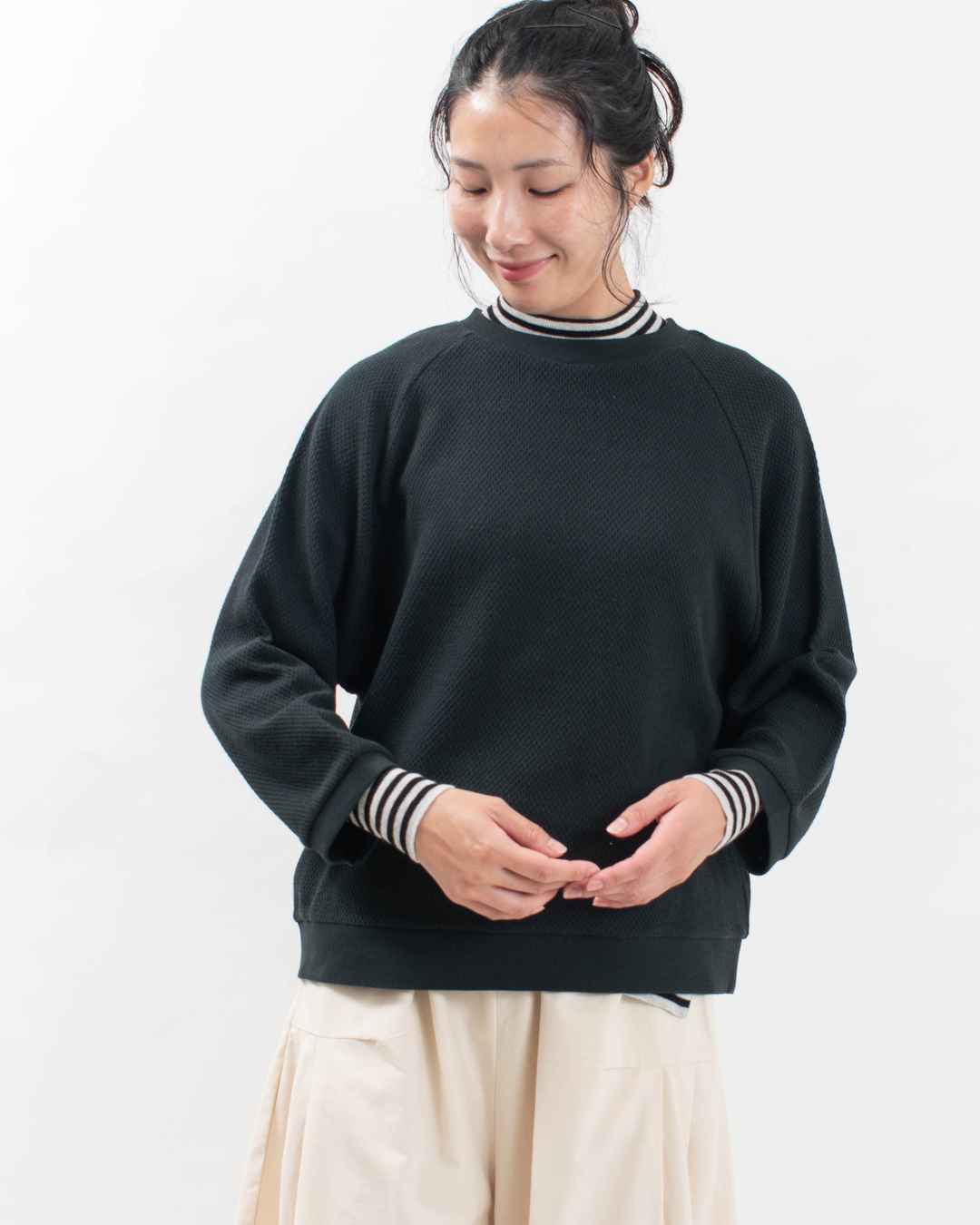 758-345 Bliss bunch リバイバルハニカム ラグランワイドプルオーバー（8分袖）