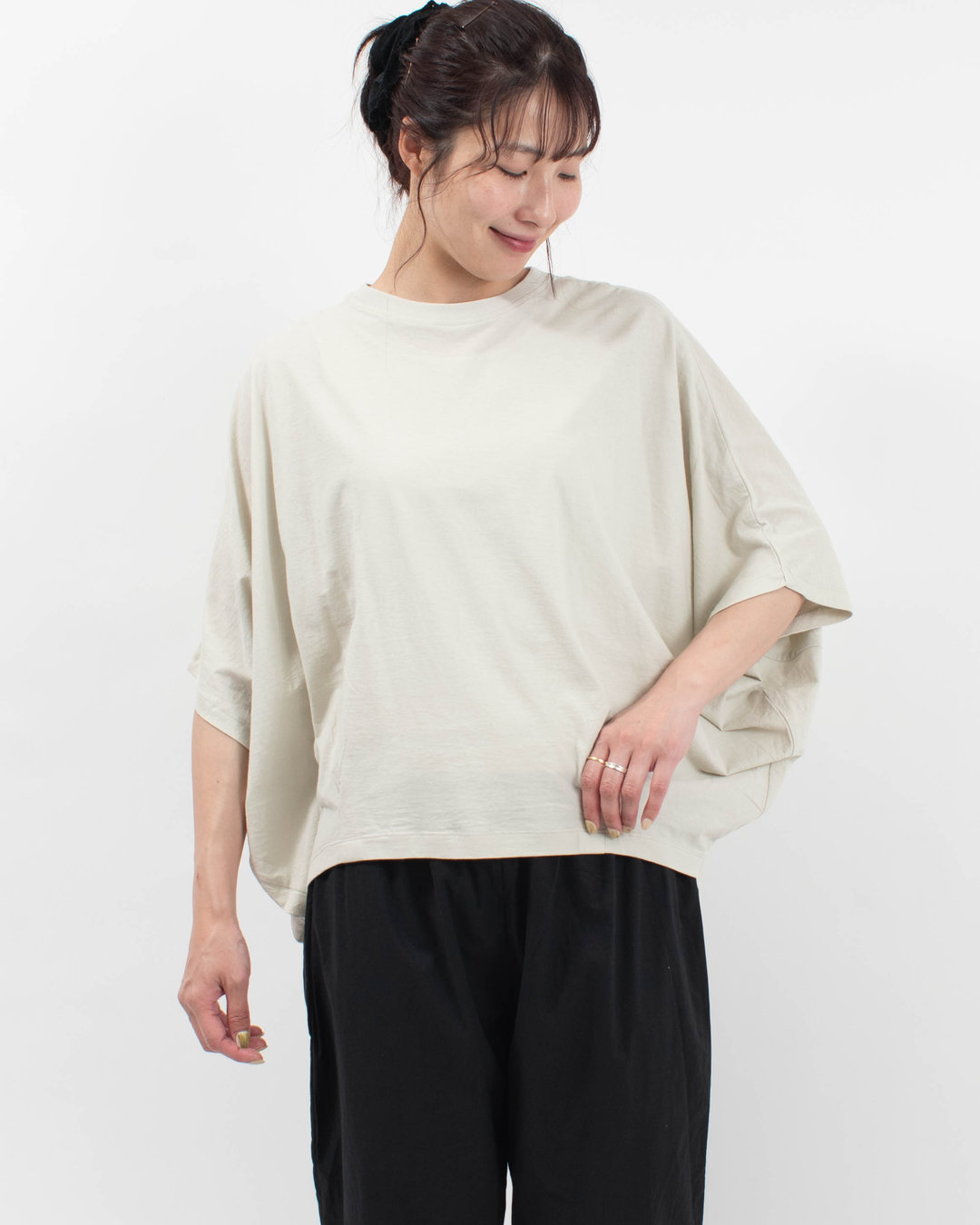 Bliss bunch 強撚コットン天竺 ワイドコクーンドルマンプルオーバー