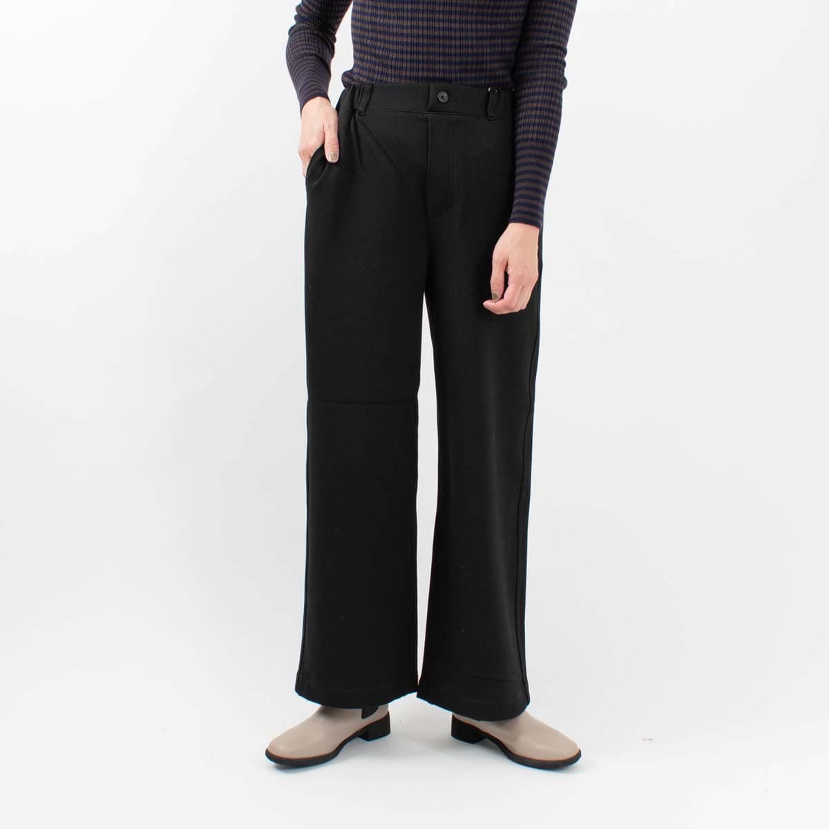 WWO あったか裏フリースニットツイルのストレートワイドパンツ 8133167