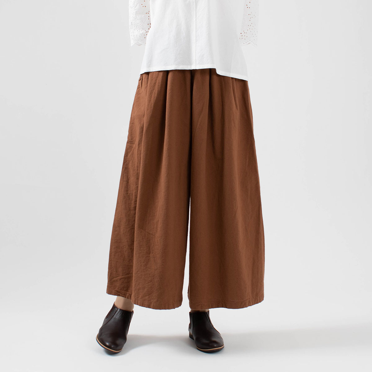 Nuance Of F 綿起毛タックロングワイドパンツ ナチュラルファッション ナチュラル服の通販