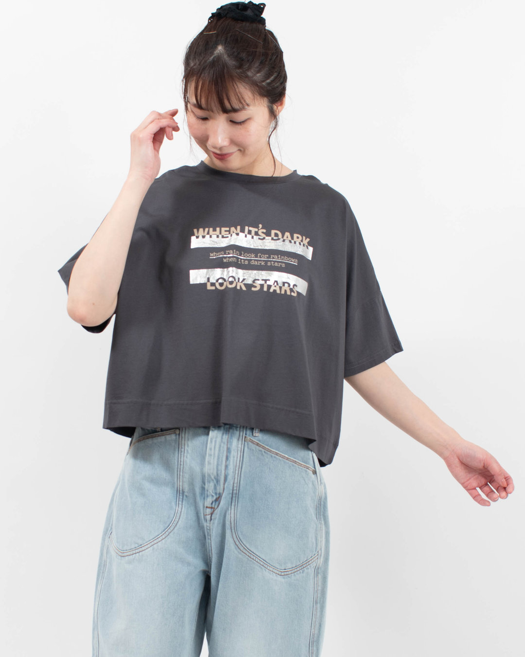 980-25111  vingtrois ドライタッチコットン 箔ノックアウトT 