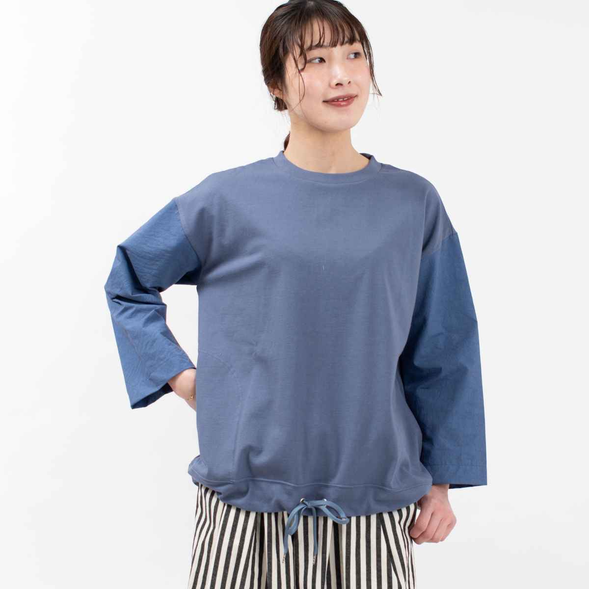 BLUE LAKE MARKET アメリカンドライ天竺/綾ダンプワッシャー 異素材バックラウンドプルオーバー｜ナチュラルファッション ...