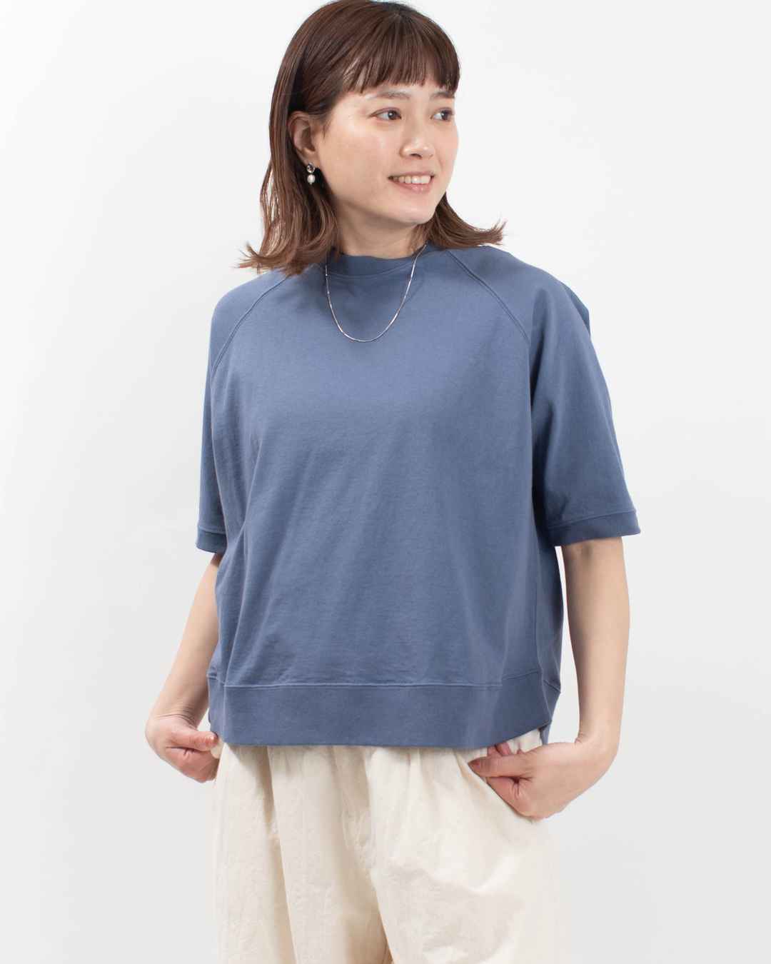 B-491002 BLUE LAKE MARKET アメリカンドライ天竺||ラグランプルオーバー