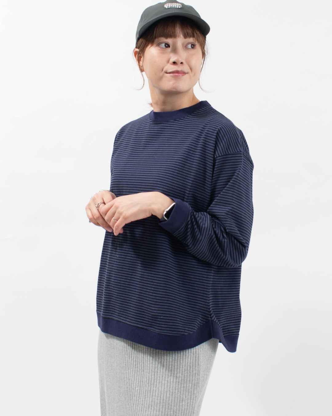 BLUE LAKE MARKET アメリカンドライ天竺ボーダー||ヨーク切替ボーダープルオーバー