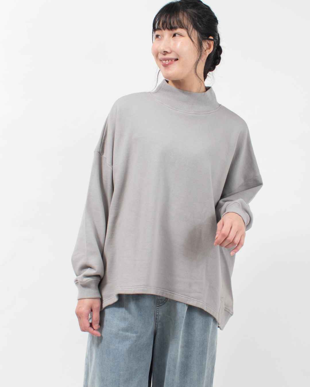B-513008 BLUE LAKE MARKET AZUMA裏毛サイドスリットプルオーバー
