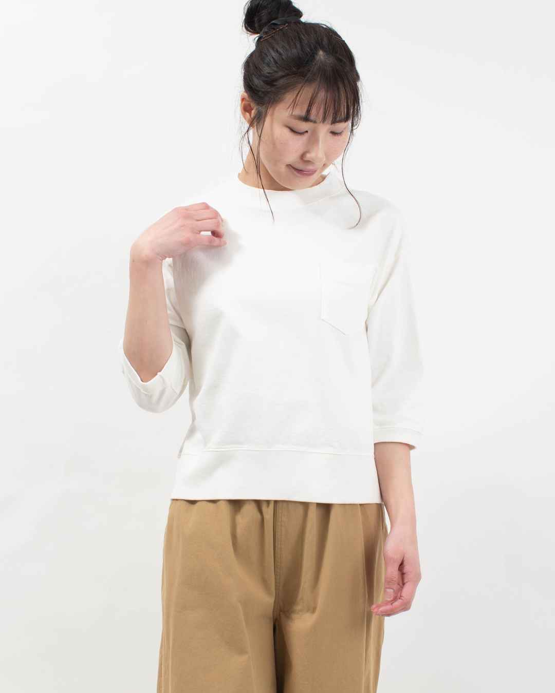 B-522007  BLUE LAKE MARKET アメリカンドライ天竺||胸PK七部袖Tee