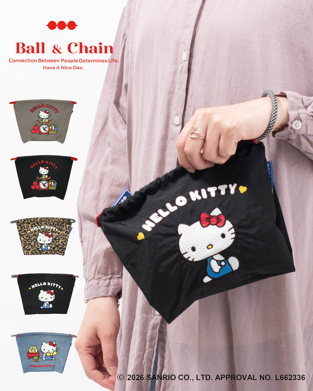 BANDC-SANRIO-P　Ball＆Chain HELLO KITTY Model Pouch 【正規品】