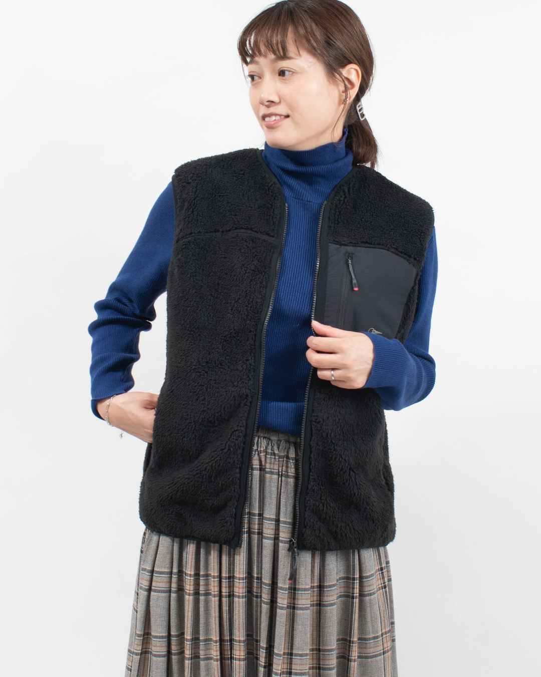 CHUMS ボンディングフリースノーカラーベスト(アウター／フリース)